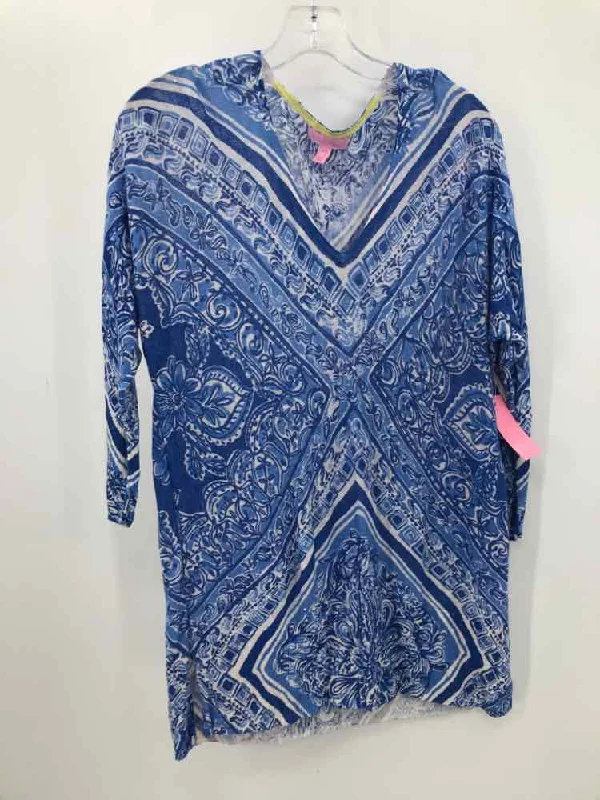 Pre-Owned Lilly Pulitzer Blue Size XS Printed Sweater Solid Print Embellished