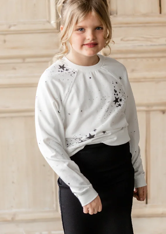 Girls Splatter Star Sweatshirt - FINAL SALE Hoodie with Emblem Brand Identity