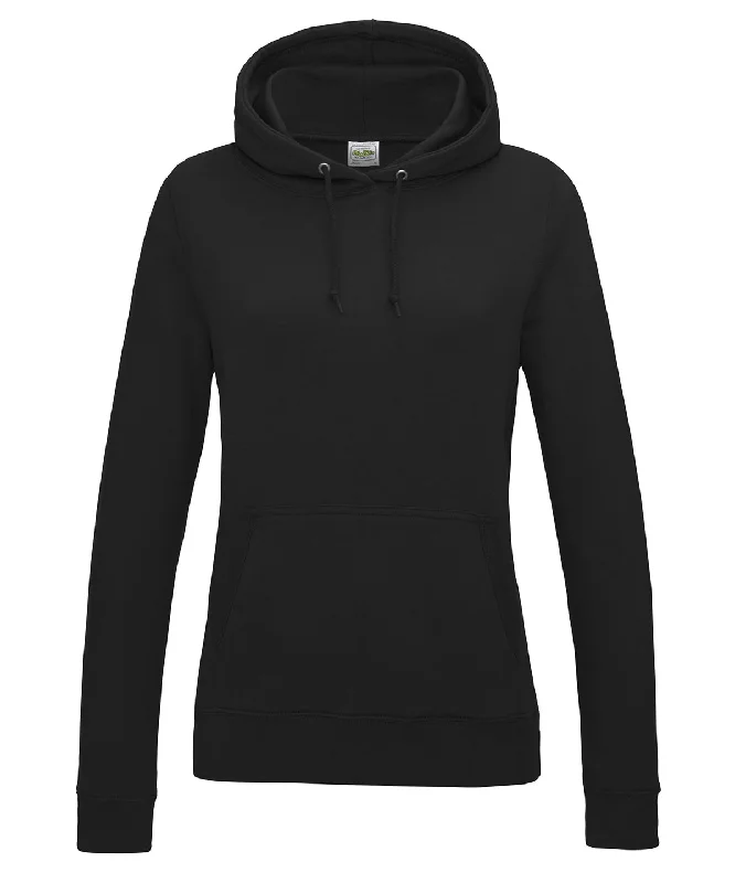 Jet Black - Women's College Hoodie Hoodie with Front Slit Layering Stylish