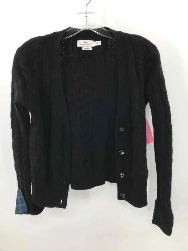 Pre-Owned Vineyard Vines Black Size XXS Sweater Mesh Blend Leather Blend Suede Blend