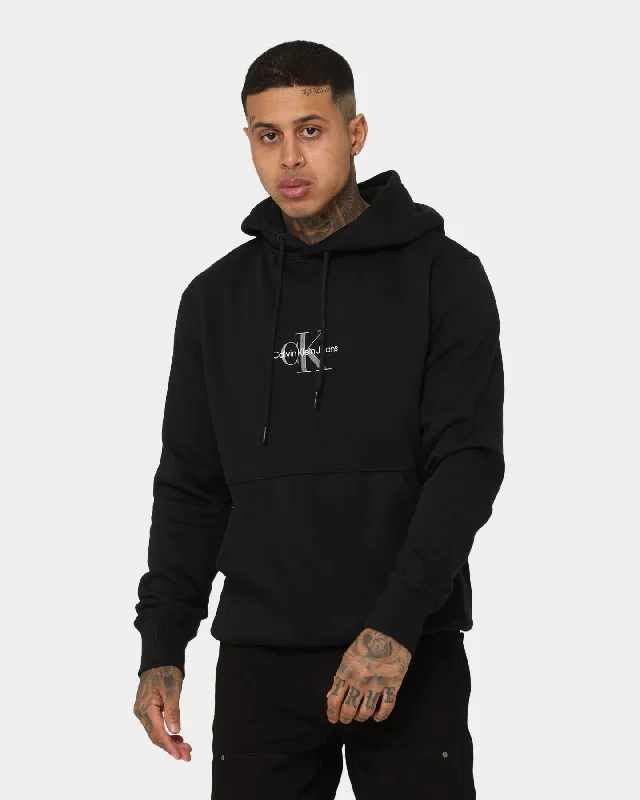 Calvin Klein Monologo Hoodie Ck Black Hoodie with Velcro Closure Adjustable Secure