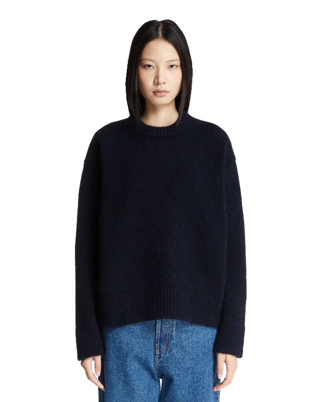 Pullover Girocollo Blu Cable Knit Chunky