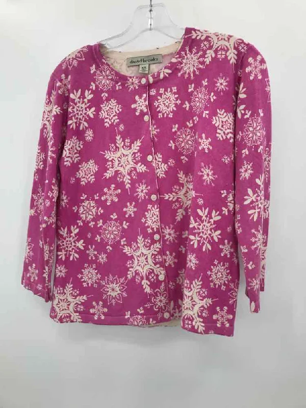 Pre-Owned David Brooks Pink Size Medium Cardigan Sweater Knit Fabric Woven Fabric Fleece Fabric