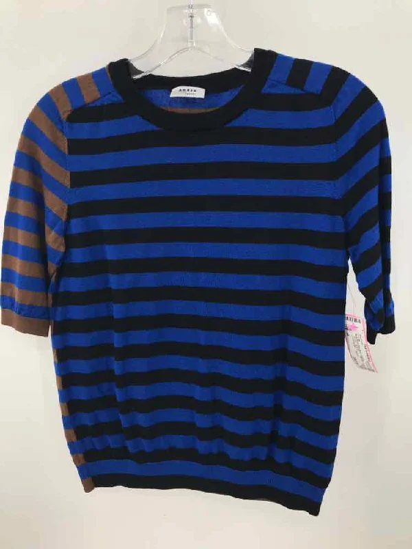 Pre-Owned Akris Punto Blue Size 10 Stripe Sweater Nylon Fabric Polyester Fabric Spandex Fabric