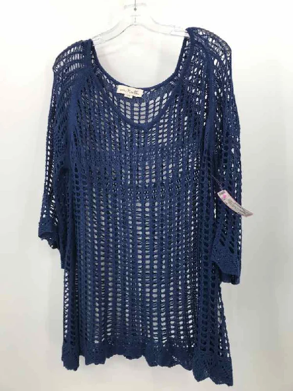 Pre-Owned Simply Noelle Blue Size L/XL Sweater Transparent Opaque Sheer