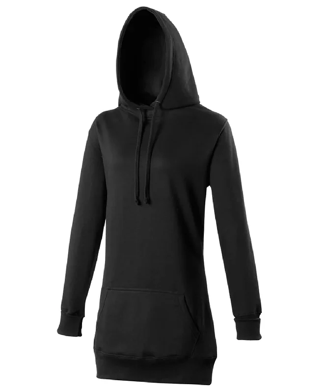 Jet Black - Women's longline hoodie Hoodie with Ribbed Cuffs Snug Fit Comfort