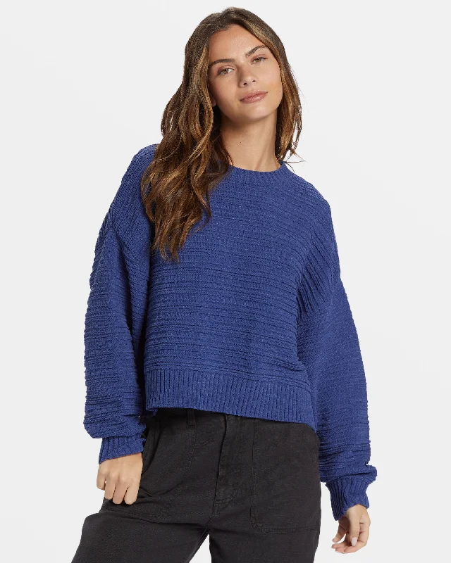 Evie Sweater - I Sea Indigo Front Pockets Side Pockets Patch Pockets