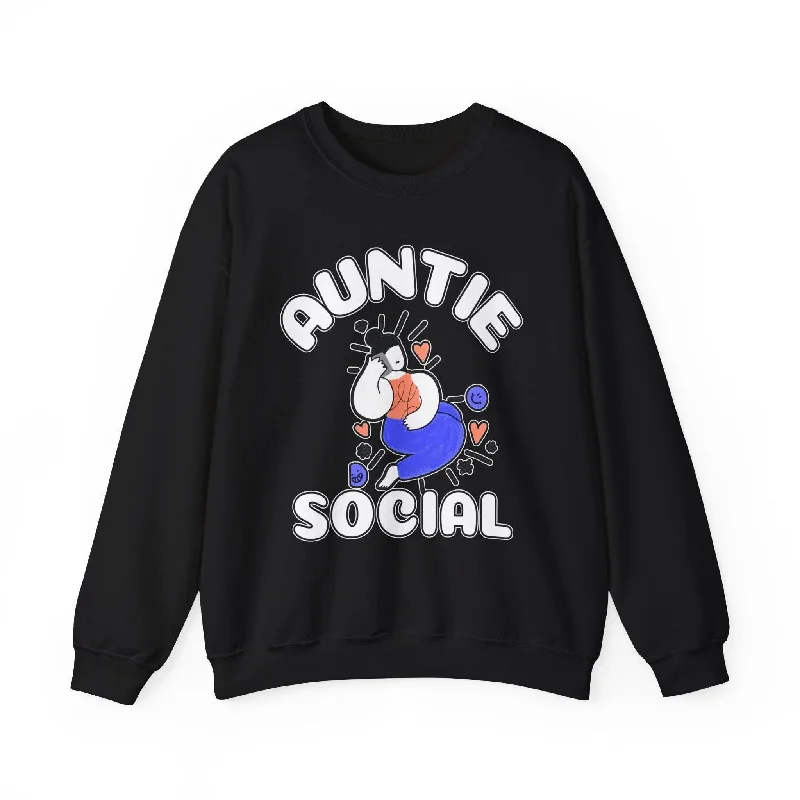 Auntie Social - Sweatshirt Hoodie with Distressed Vintage Worn