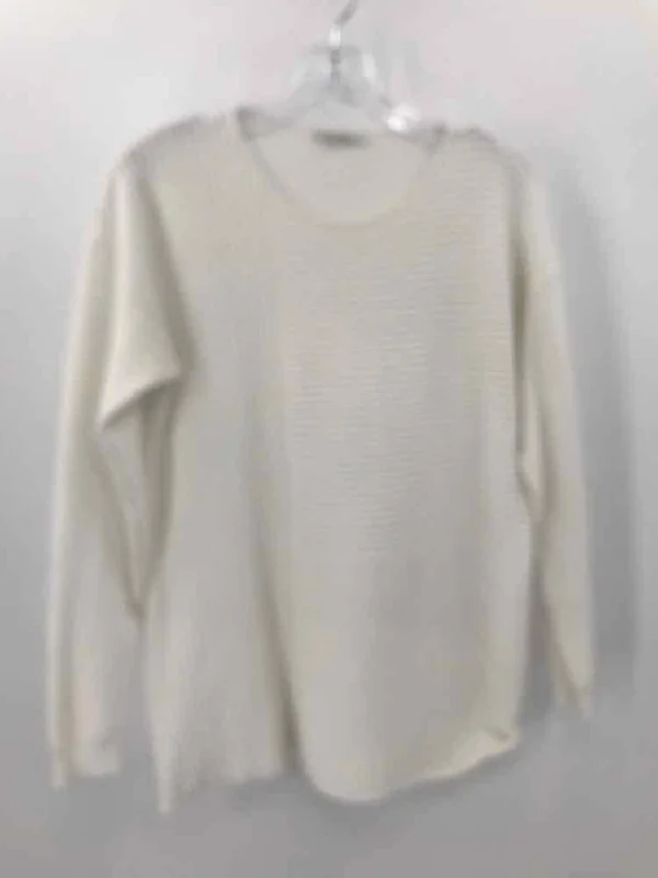 Pre-Owned Vila Milano White Size Medium Sweater Hooded Caped Shawl Collar