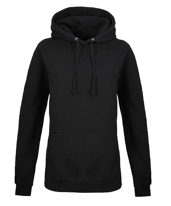 Deep Black - Women's College Hoodie Hoodie with Hem Raw Edge Edgy Unfinished