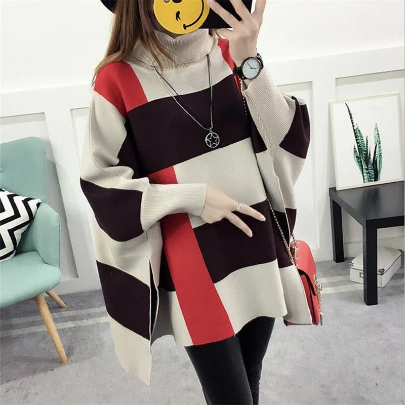 2023 Women Pullover Female Sweater Fashion Autumn Winter  Shawl Warm Casual Loose Knitted Tops Crew Neck Wool