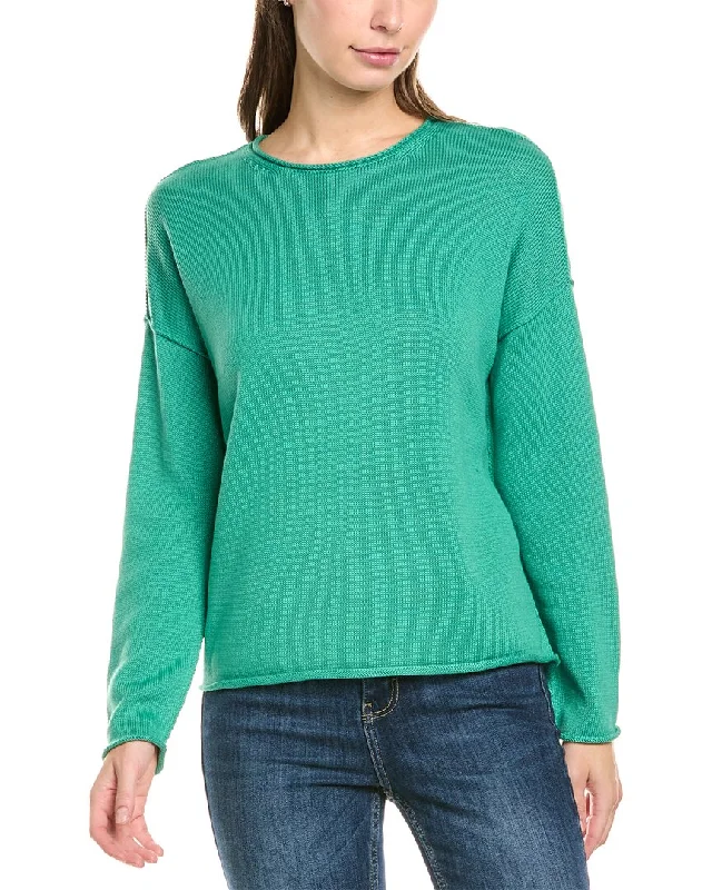 Eileen Fisher Boxy Pullover Tight Sleeve Top