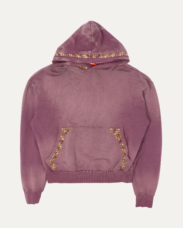 Studded Hoodie Hoodie with Back Slit Movement Comfort