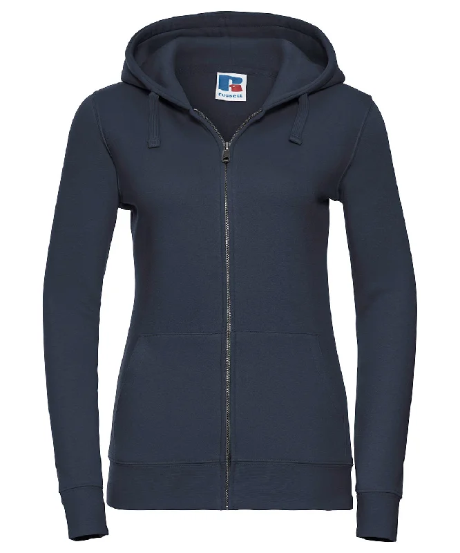 French Navy* - Women's authentic zipped hooded sweatshirt Hoodie with Metallic Shiny Futuristic