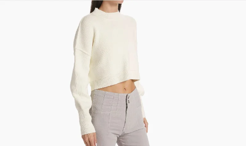 Free People Women's Easy Street Crop Pullover, Moonglow Open Neck Pullover