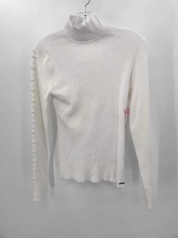 Pre-Owned Tahari White Size Large Sweater Embroidered Appliqued Beaded