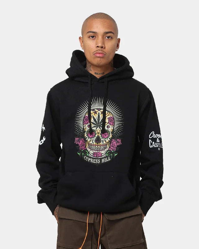 Crooks & Castles Cypress Hill Skull Hoodie Black Hoodie with Embroidery Detailed Premium