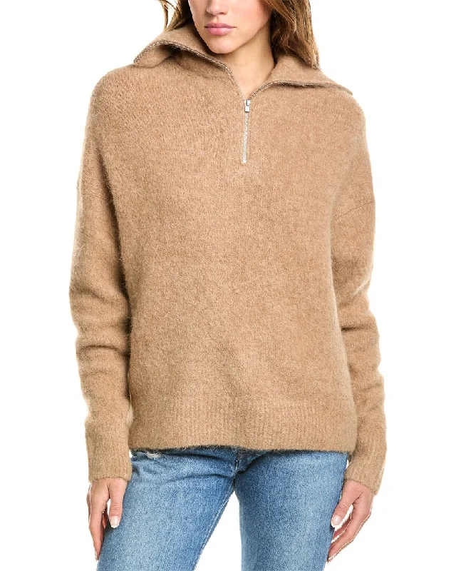 Vince Quarter-Zip Alpaca-Blend Sweater Oversized Loose Flowy