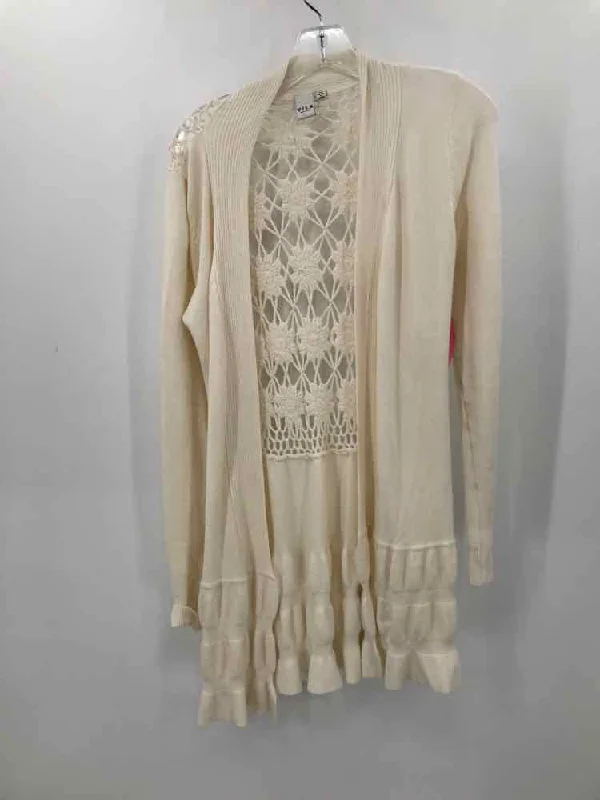 Pre-Owned Vila Milano Ivory Size Medium Cardigan Sweater Fleece Sweater Nylon Polyester