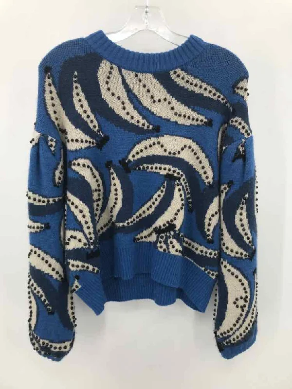 Pre-Owned Farm Rio Blue Size XS Sweater Handmade Hand-knitted Hand-woven