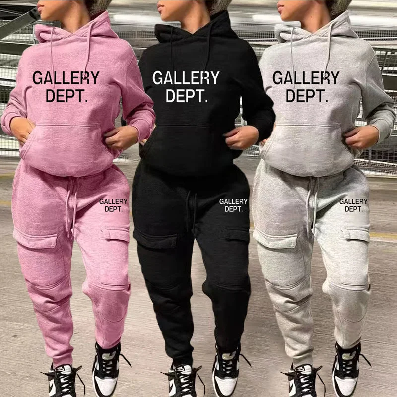 Casual Sweatshirt Two-piece Sportssuit (CL11019) Hoodie with Emblem Brand Identity