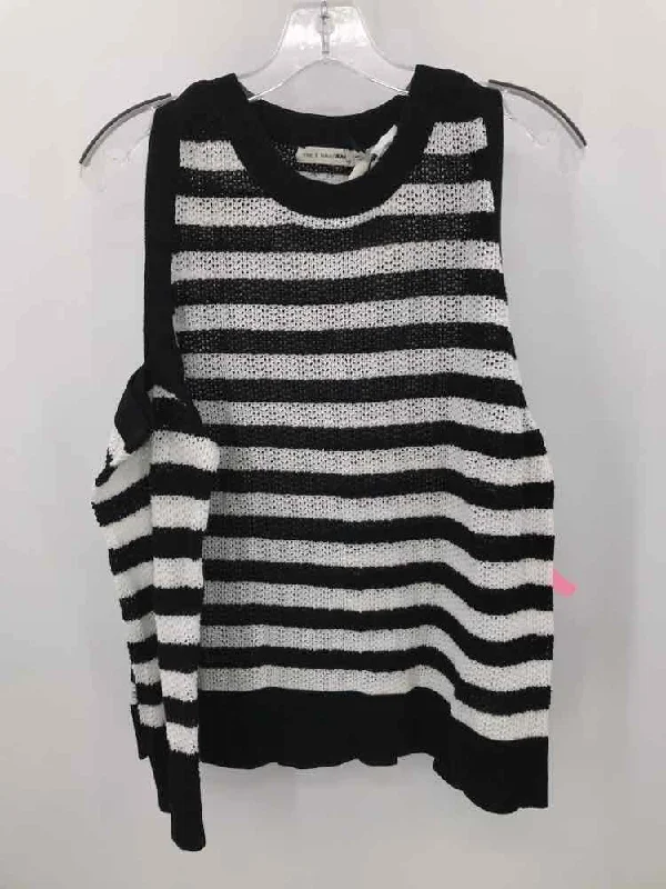 Pre-Owned Rag & Bone Black Size Large Stripe Sweater Zippered Buttoned Snapped