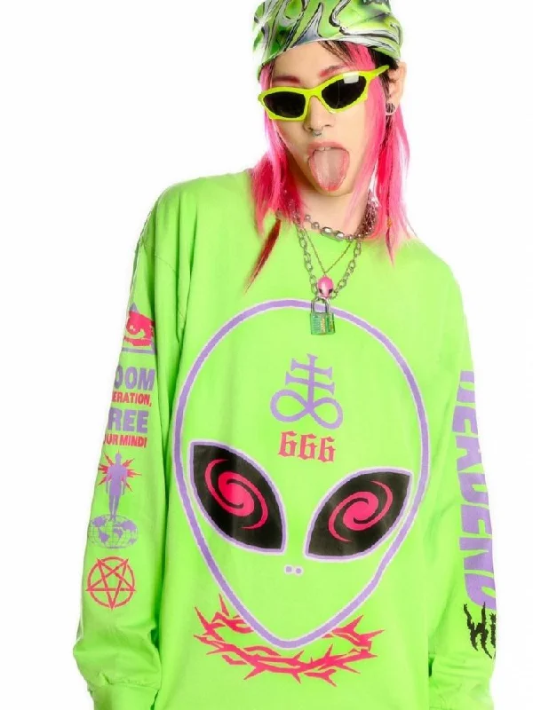 Alien Loose Long Sleeve Sweatshirt【s0000004457】 Hoodie with Reflective Safety Nightwear