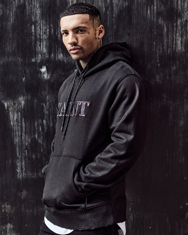 Saint Morta Society Hoodie Black Hoodie with Reflective Safety Nightwear