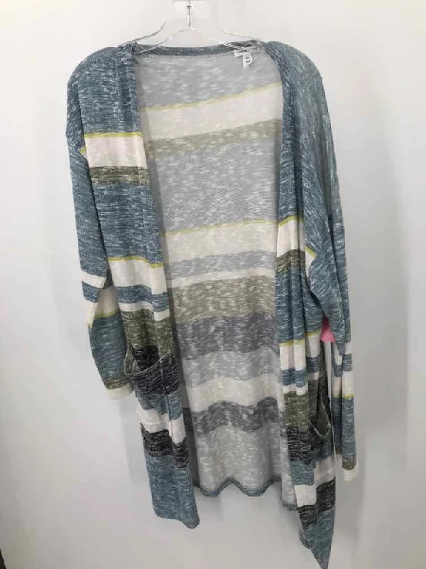 Pre-Owned Tribal Jeans Blue Size Large Cardigan Sweater Tailored Straight A-Line