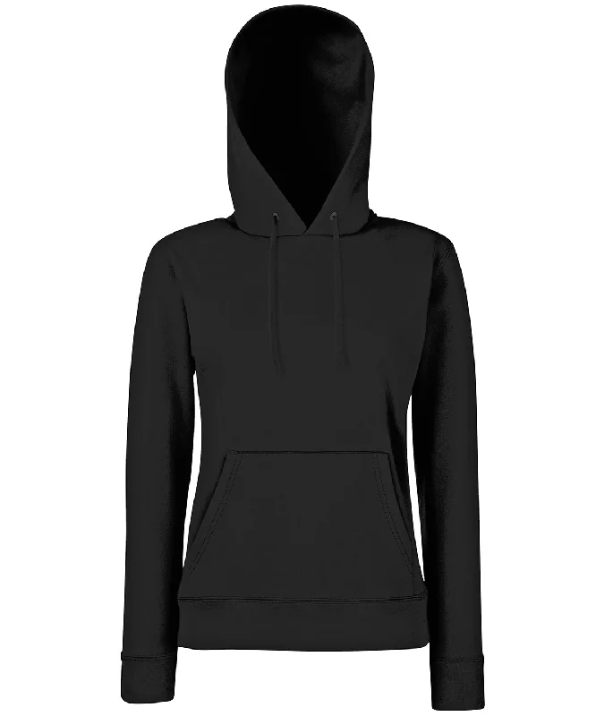 Black - Women's Classic 80/20 hooded sweatshirt Hoodie with Hem Contrast Bold Stylish