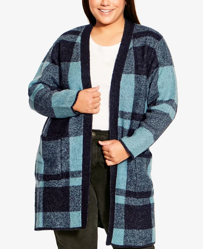 Plus Size Soft Plaid Cardigan Sweater Machine Wash Dry Clean Hand Wash