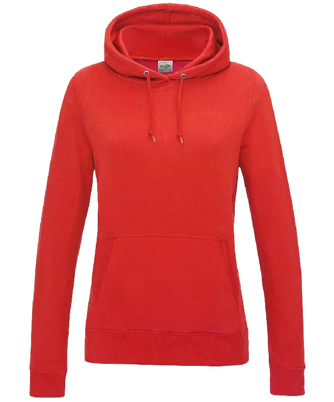 Fire Red - Women's College Hoodie Hoodie with Hem Lace Feminine Delicate