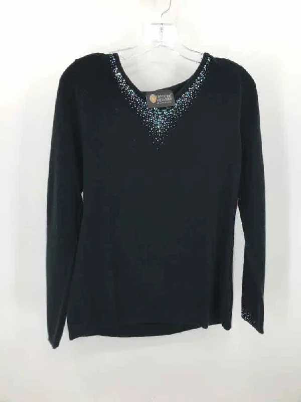 Pre-Owned Christine Alexander Navy Size Medium Sweater Graphic Sweater Embroidered Appliqued