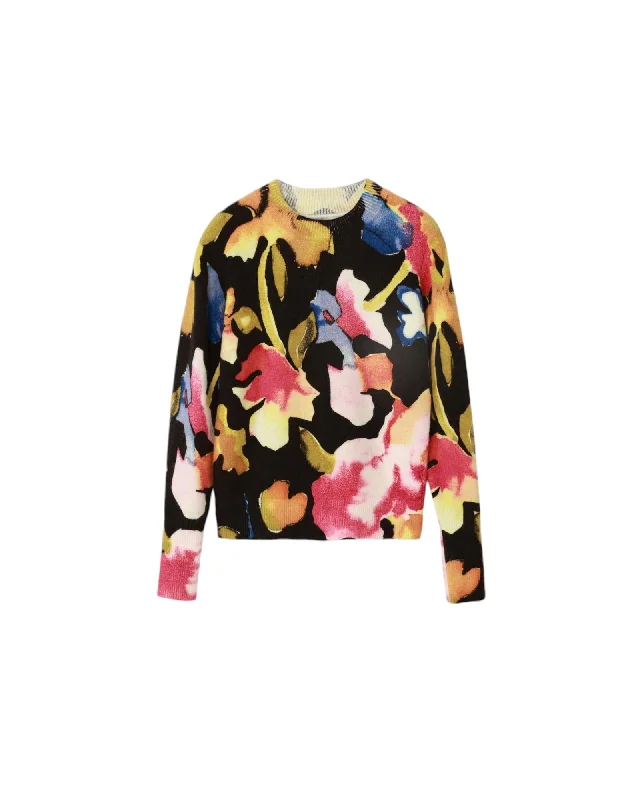 Desigual  Women's Floral Print Pullover Sweater Tight Sleeve Top