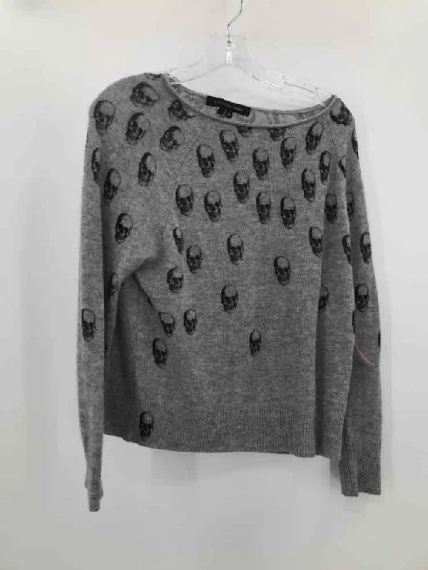 Pre-Owned Skull Cashmere Grey Size XS Cashmere Printed Sweater Faux Fur Fabric Real Fur Fabric Shearling Fabric