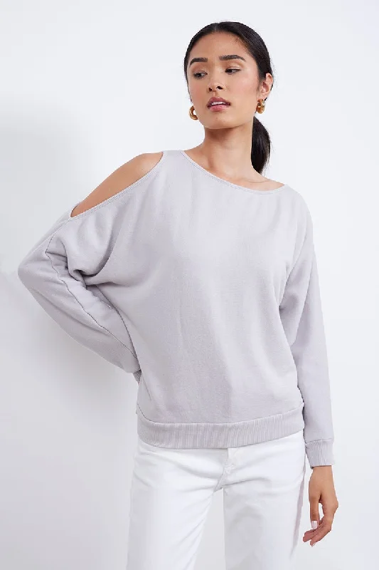 FLAVIA OFF SHOULDER PULLOVER SWEATSHIRT - (FINAL SALE) Jewel Neck Pullover