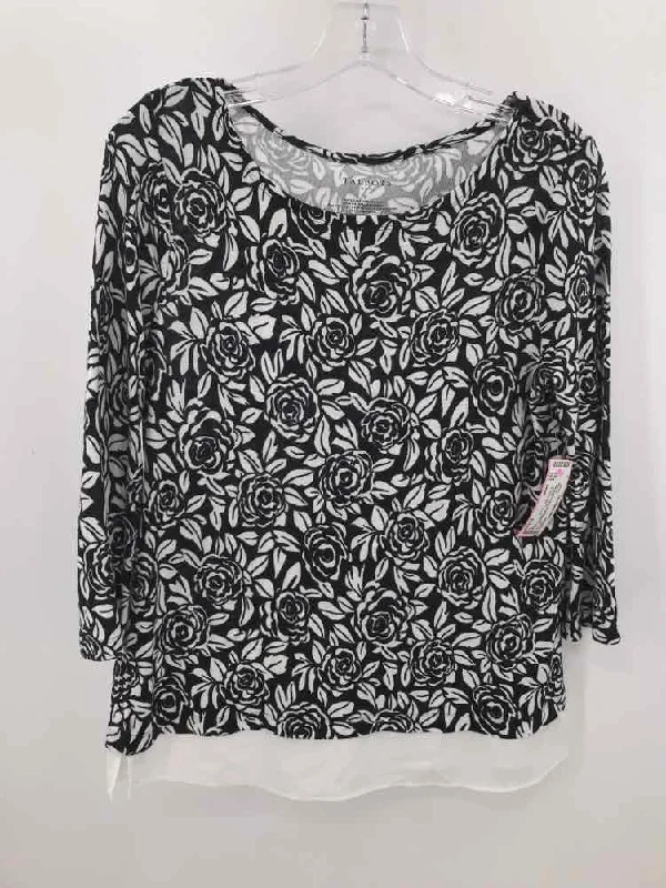 Pre-Owned Talbots Black Size Small Printed Sweater Thin Thick Dense