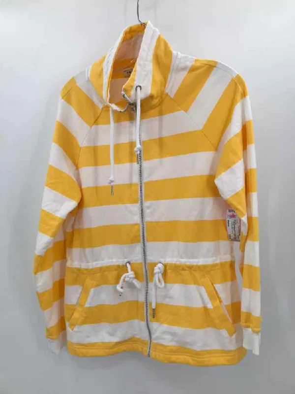 Pre-Owned Tribal Yellow Size Medium Stripe Zipper Sweater Tailored Straight A-Line