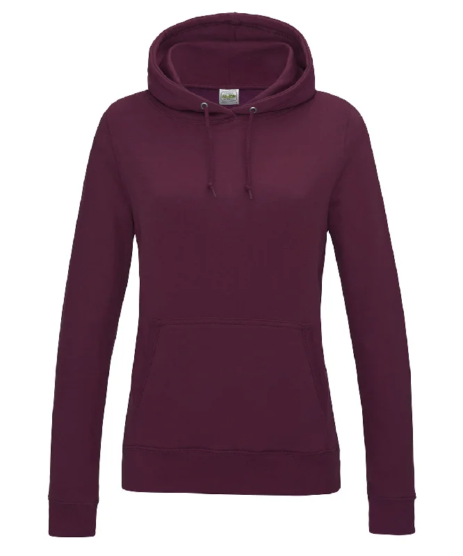 Burgundy - Women's College Hoodie Cotton Hoodie Fleece Lining Warmth