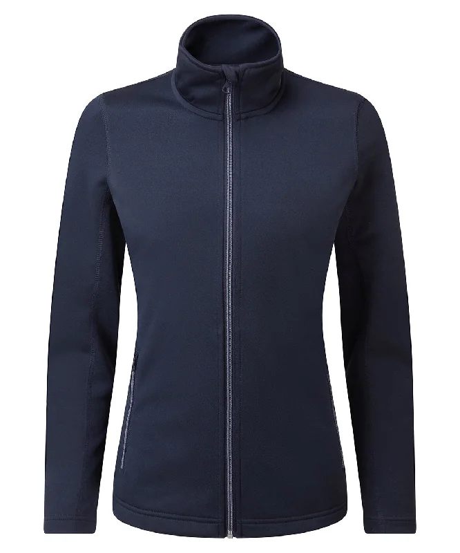 French Navy - Women's spun dyed sustainable zip-through sweatshirt Hoodie with Ribbed Neckline Snug Warm