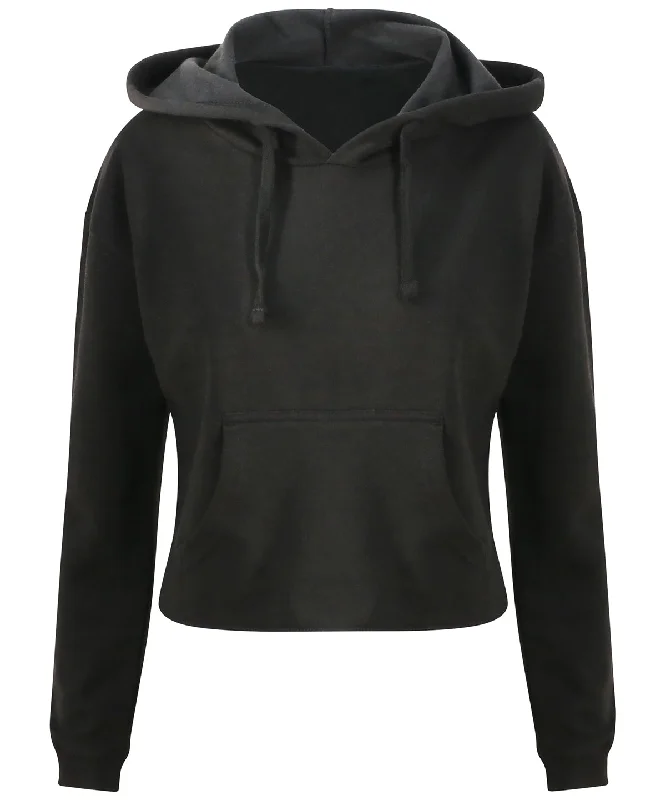 Jet Black - Women's cropped hoodie Hoodie with Pocket Utility Practical