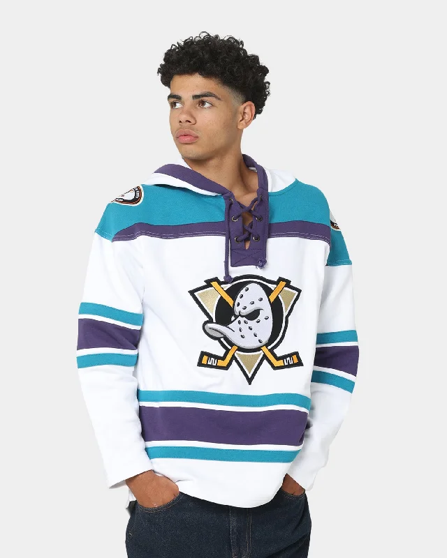 47 Brand Anaheim Ducks Superior Lacer Hoodie White Wash Hoodie with Earth Tones Natural Calm