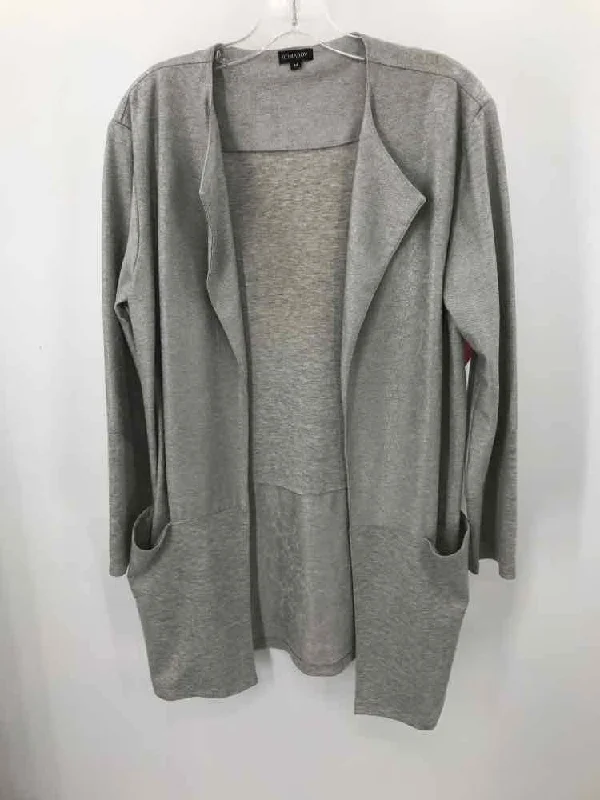 Pre-Owned Komarov Silver Size Medium Long Cardigan Sweater Collared Crew Neck Turtle Neck