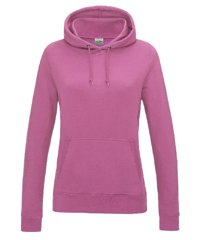 Candyfloss Pink - Women's College Hoodie Zip Hoodie Drawstring Kangaroo Pocket