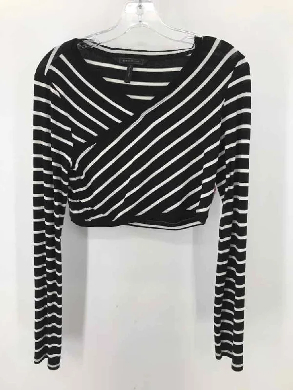 Pre-Owned BCBG Black Size Medium Stripe Sweater Cashmere Blend Cotton Blend Poly Blend