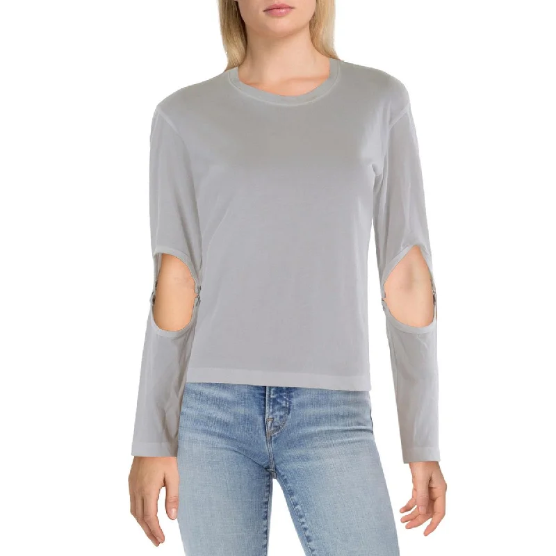 Womens Crewneck Long Sleeve Pullover Top Bardot Neck Top