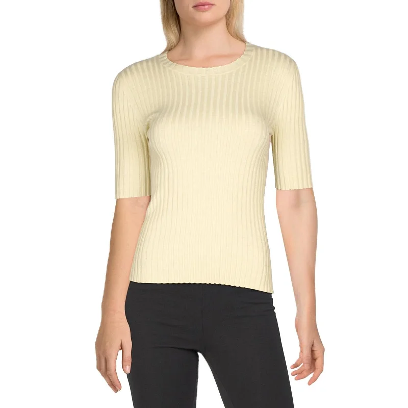 Womens Ribbed Crewneck Pullover Top Sarouel Sleeve Pullover