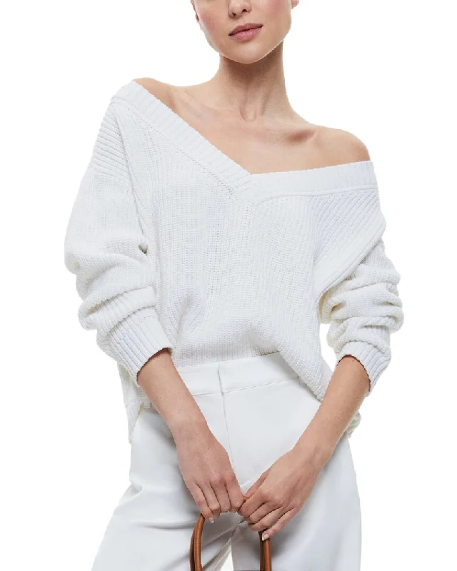 Alice + Olivia Alita Relaxed Wool-Blend Pullover Jewel Neck Pullover