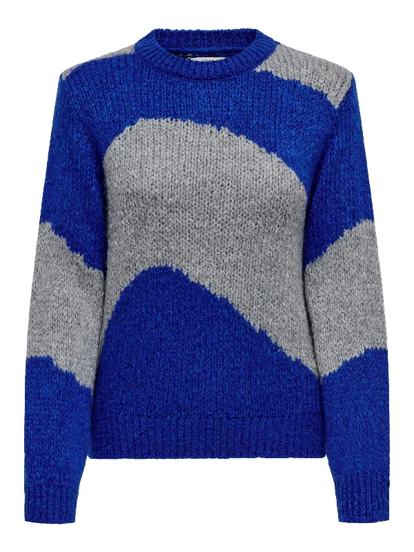 JDY Dinea Colourblock Pullover Knit -SURF BLUE Besom Neck Pullover