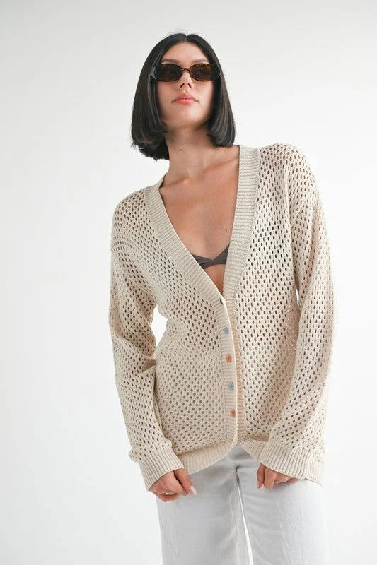 Button Up Crochet Cardigan Anti-Pilling Anti-Shrink Durable